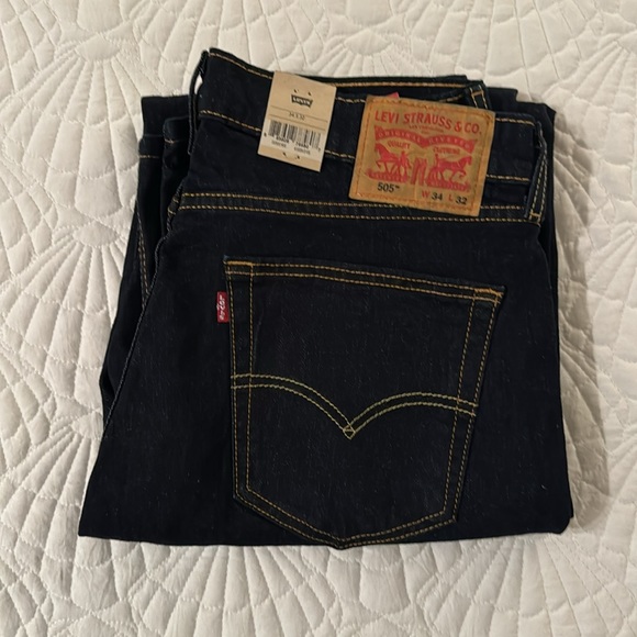 NWT! Levi's Men's 505 Regular Fit Jeans, Color Rinse Stretch, 34X32 - Picture 6 of 8